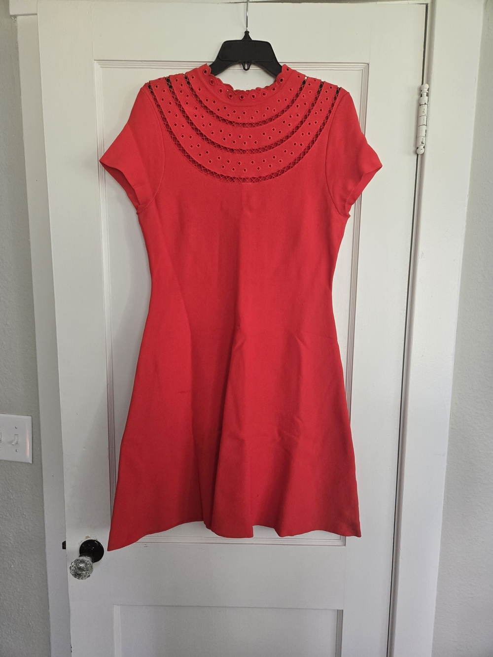 Eliza J Red Eyelet Yoke Mini Dress